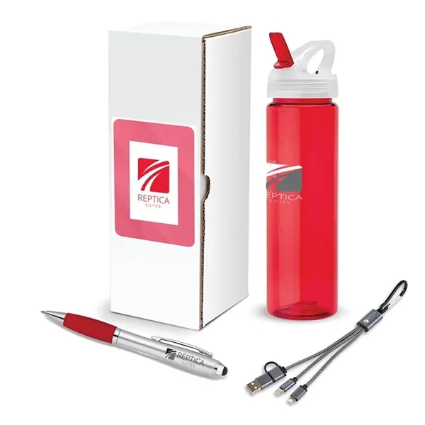 3-piece gift set that includes a 25 oz. PET water bottle,... from ASI 67866 Logomark/Valumark