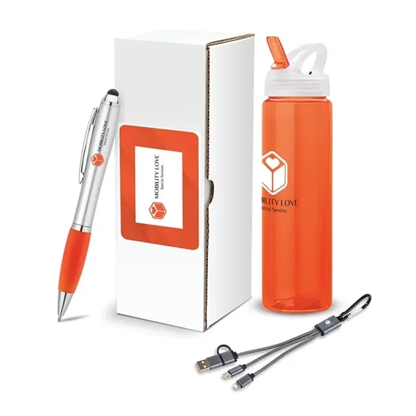 3-piece gift set that includes a 25 oz. PET water bottle,... from ASI 67866 Logomark/Valumark