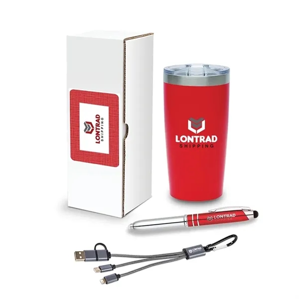 3-piece welcome gift set with 20 oz. tumbler, 3-in-1 charging cable,... from ASI 67866 Logomark/Valumark