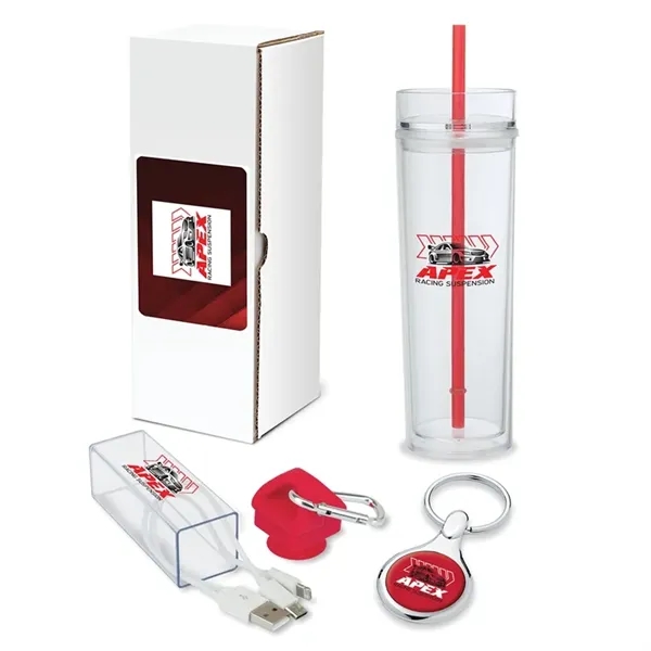 Gift set with 16-ounce double-wall tumbler, 3-in-1 charging cable with case... from ASI 67866 Logomark/Valumark
