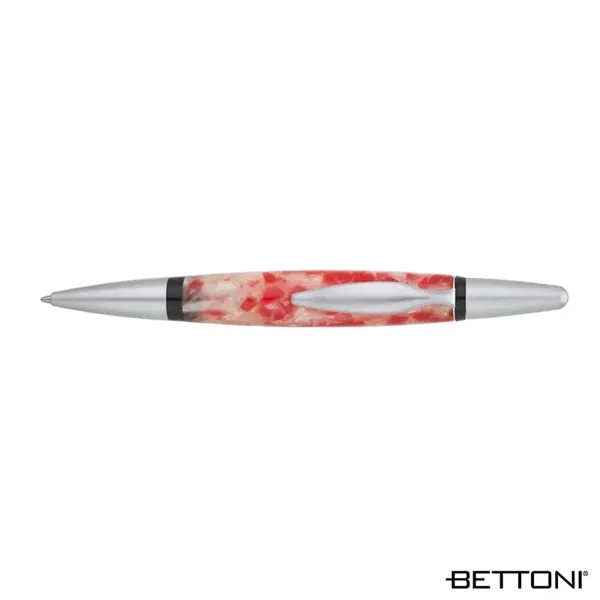 Ballpoint pen with multi-colored resin barrel and satin silver finished brass... from ASI 67866 Logomark/Valumark