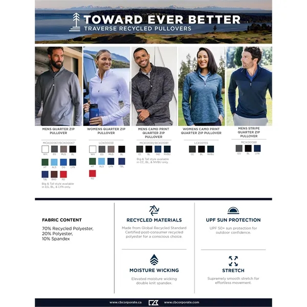 Men's sweatshirt with a quarter zip, long sleeves, UPF 50+ protection,... from ASI 47965 Cutter & Buck