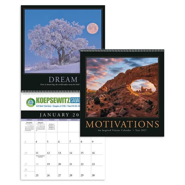 12 x 25 Motivations 2024 wall calendar on 65# glossy paper... from ASI 40480 Koozie Group / Norwood Triumph Calendar