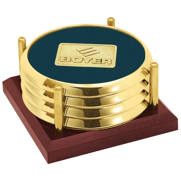 Four Coasters with Solid Cherry Tray... from ASI 40480 Koozie Group