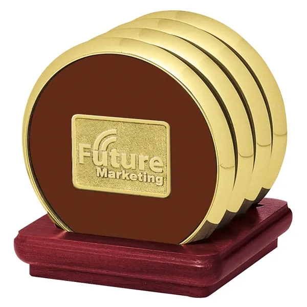 Four Coasters with Solid Cherry Stand... from ASI 40480 Koozie Group / Norwood