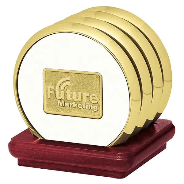 Four Coasters with Solid Cherry Stand... from ASI 40480 Koozie Group / Norwood