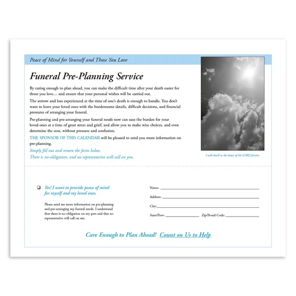 God's Gift w Funeral Pre-Planning Sheet - Spiral... from ASI 40480 Koozie Group / Norwood Triumph Calendar