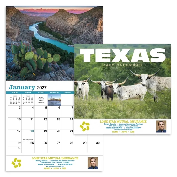 Texas Appointment Calendar - Stapled... from ASI 40480 Koozie Group / HotLine®