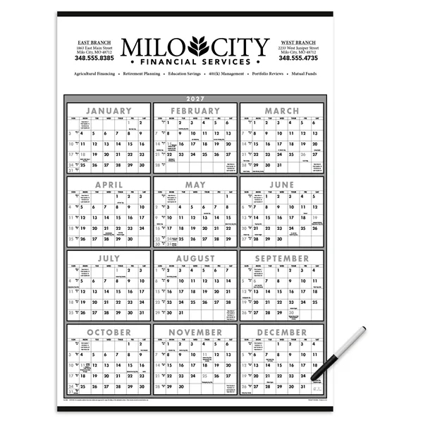 Black & White Span-A-Year Laminated w/Marker... from ASI 40480 Koozie Group