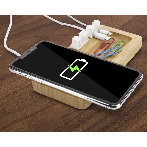 Bamboo 10W Wireless Charging Pad with Cable Organizer... from ASI 40480 Koozie Group