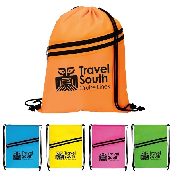 Neon Multi-Zippered Drawstring Backpack... from ASI 40480 Koozie Group