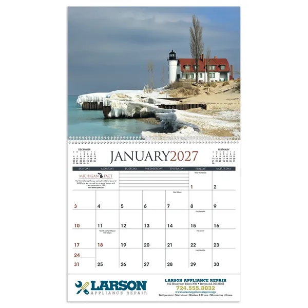 11 x 19 2024 Michigan calendar on 70# glossy paper with... from ASI 40480 Koozie Group / Norwood Triumph Calendar