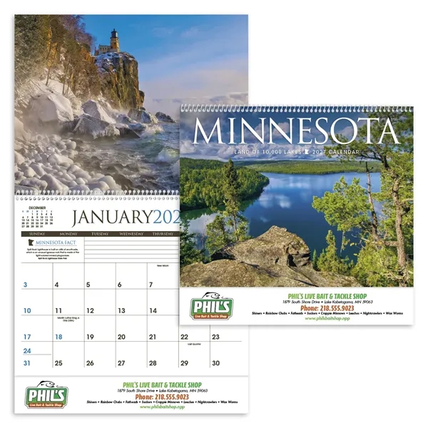 11 x 19 2024 Minnesota calendar on 70# glossy paper with... from ASI 40480 Koozie Group / Norwood Triumph Calendar