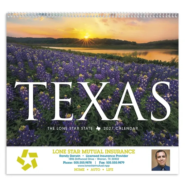 11 x 19 2024 Texas calendar on 70# glossy paper with... from ASI 40480 Koozie Group / Norwood Triumph Calendar