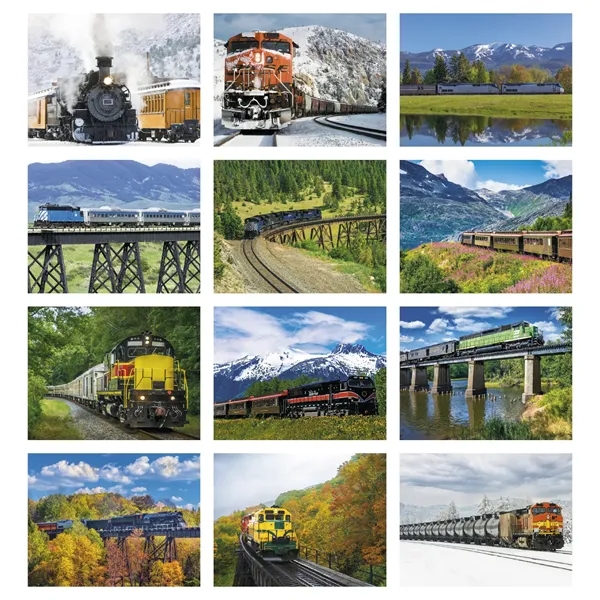11 x 19 2024 Trains calendar on 70# glossy paper with... from ASI 40480 Koozie Group / Norwood Triumph Calendar