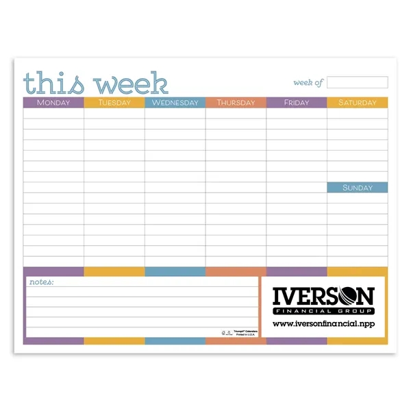 Small Weekly Desk Pad - Colors... from ASI 40480 Koozie Group