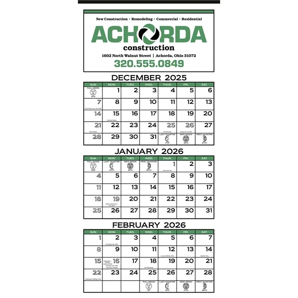3-Month Display 12-Sheet Calendar... from ASI 40480 Koozie Group