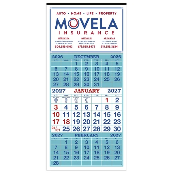 3-Month Display 12-Sheet Calendar... from ASI 40480 Koozie Group