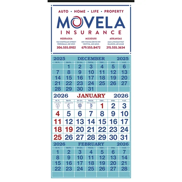 3-Month Display 12-Sheet Calendar... from ASI 40480 Koozie Group