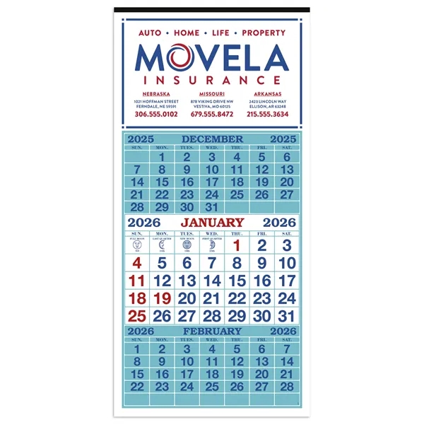 3-Month Display 12-Sheet Calendar... from ASI 40480 Koozie Group