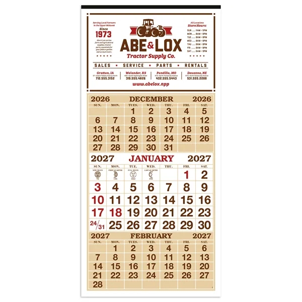 3-Month Display 12-Sheet Calendar... from ASI 40480 Koozie Group