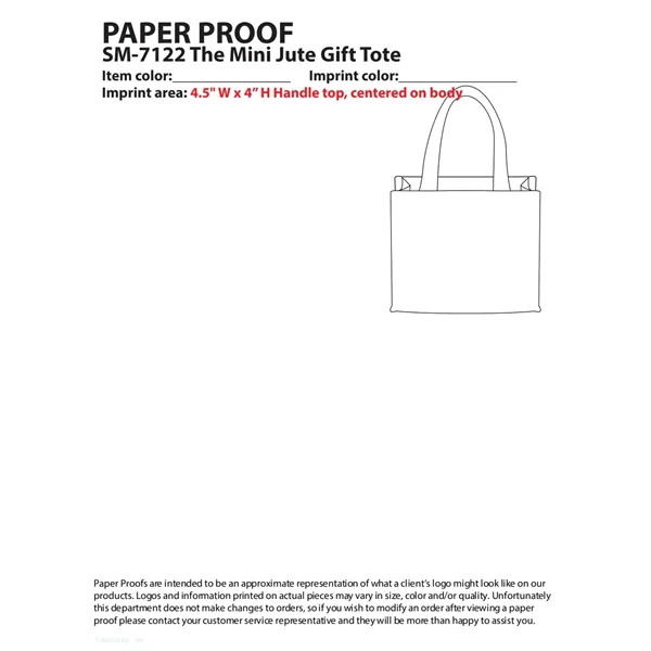 5.25" x 6.5" x 7.75" jute gift tote bag.... from ASI 66887 PCNA / Bullet