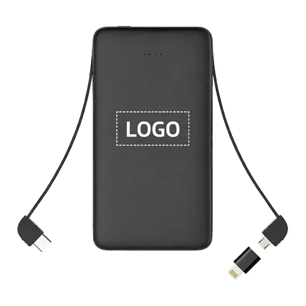 3-in-1 charging power bank with built-in cables plus 1C1P silkscreen imprint... from ASI 37218 Athena Promo (tm)