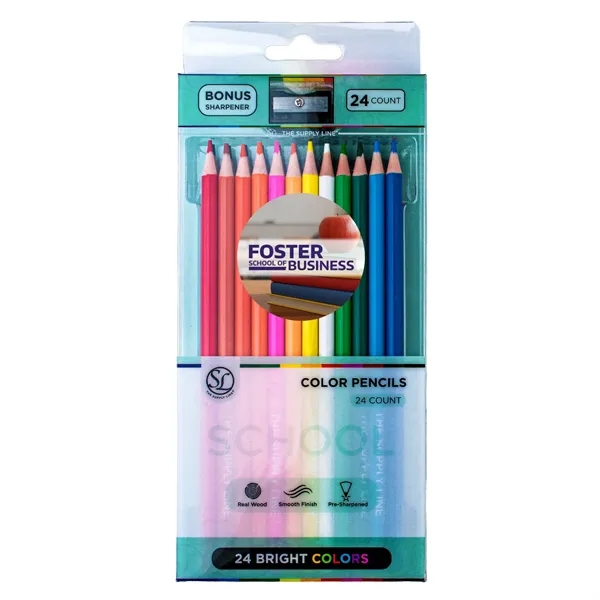 A vibrant 24-color pencil set packaged in a clear plastic box,... from ASI 46170 Compass Industries Inc