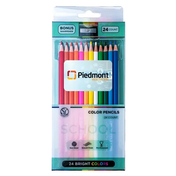 A vibrant 24-color pencil set packaged in a clear plastic box,... from ASI 46170 Compass Industries Inc
