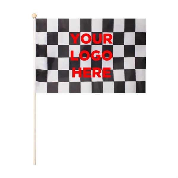 12" x 18" checkered race flag, glued onto a 23" thick... from ASI 42016 Brighter Promotions Inc