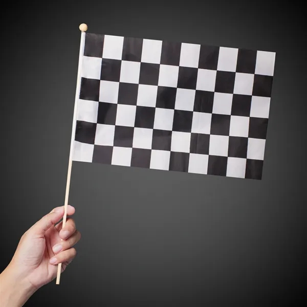 12" x 18" checkered race flag, glued onto a 23" thick... from ASI 42016 Brighter Promotions Inc
