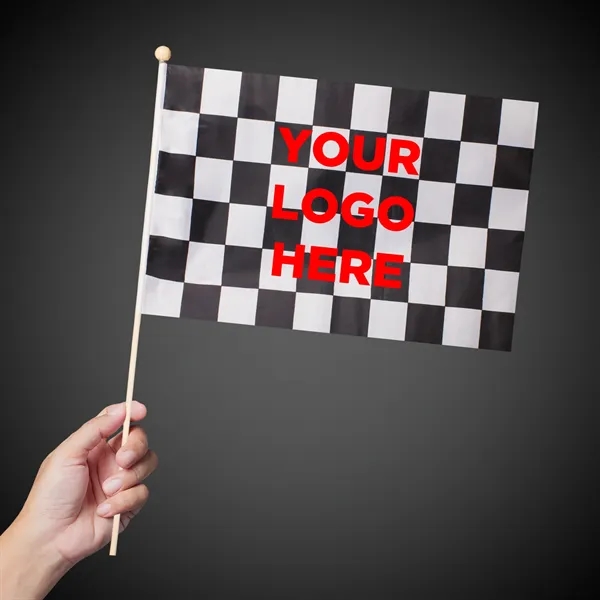12" x 18" checkered race flag, glued onto a 23" thick... from ASI 42016 Brighter Promotions Inc