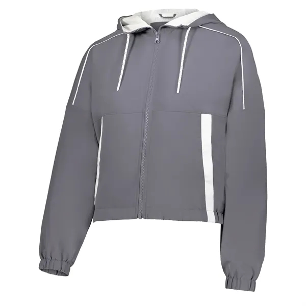 Ladies cropped jacket with a front zipper and oversized dropped shoulder... from ASI 37461 Augusta Sportswear