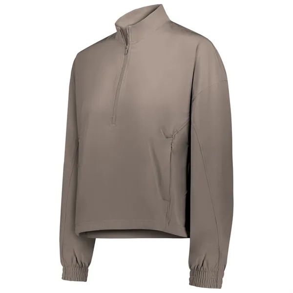 Ladies' cropped half-zip pullover with a side zippered pocket, elastic cuffs,... from ASI 37461 Augusta Sportswear