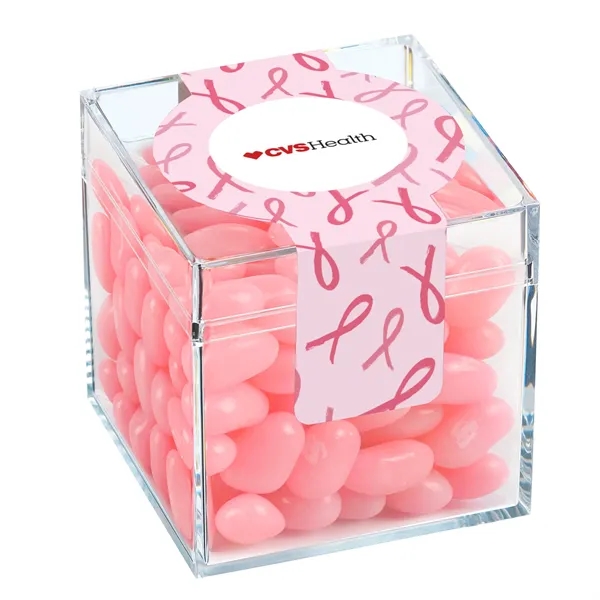 Signature cube with pink Jelly Belly® jelly beans (5.1 oz.). Item... from ASI 71685 Midnite Snax®