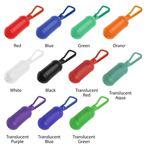 Refillable pet waste bag dispenser with carabiner that measures 1 3/4"... from ASI 54040 Fey Promo