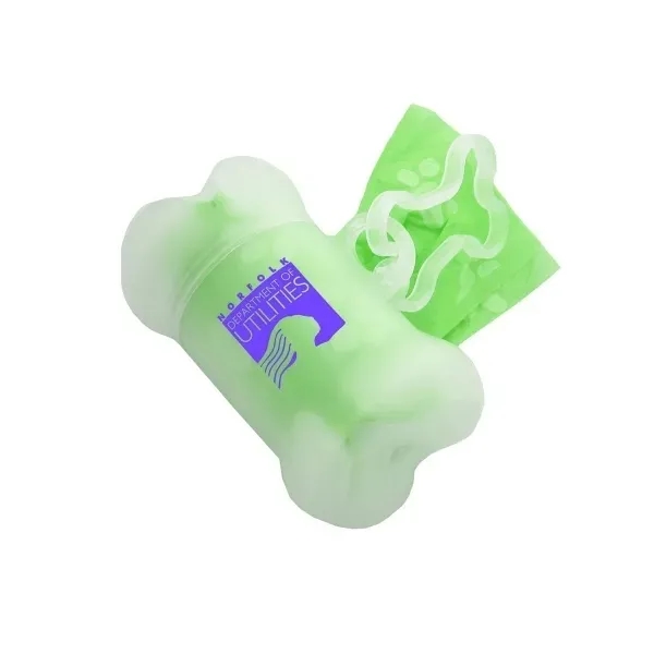 Clear bone shaped pet trash bag dispenser with 20 poly bags... from ASI 54040 Fey Promo