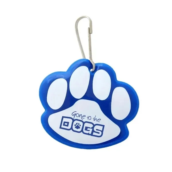 Reflective paw shaped collar tag made of plastic, measuring 1 7/8"... from ASI 54040 Fey Promo