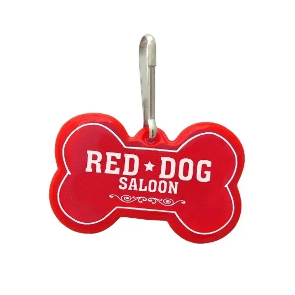 Reflective dog bone shaped collar tag made of plastic, measuring 1... from ASI 54040 Fey Promo