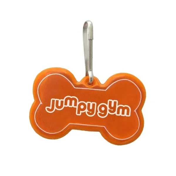 Reflective dog bone shaped collar tag made of plastic, measuring 1... from ASI 54040 Fey Promo