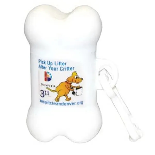 Bone shaped pet trash bag dispenser with 20 poly bags included... from ASI 54040 Fey Promo
