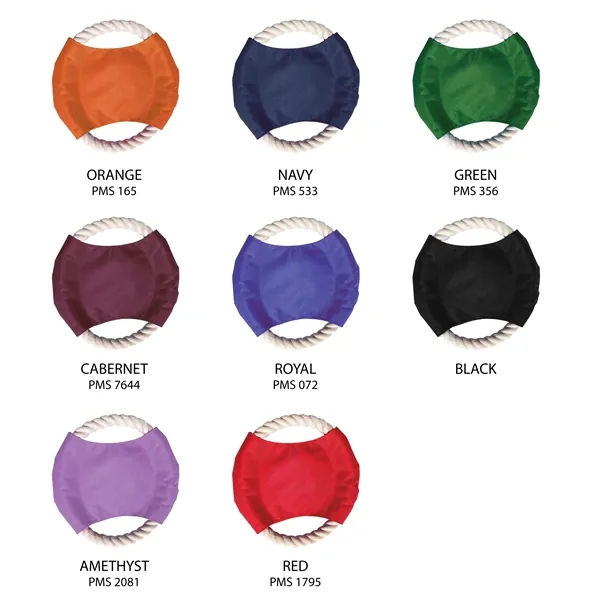 Durable pet rope disc toy measuring 7" diameter with full color... from ASI 54040 Fey Promo