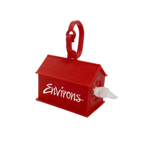 Clean-up bag dispenser shaped like a dog house that includes 10... from ASI 54040 Fey Promo
