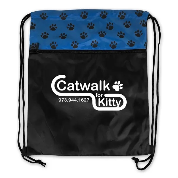 14.5" x 18" polyester drawstring pack with paw print design... from ASI 54040 Fey Promo