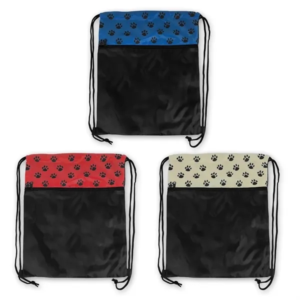 14.5" x 18" polyester drawstring pack with paw print design... from ASI 54040 Fey Promo