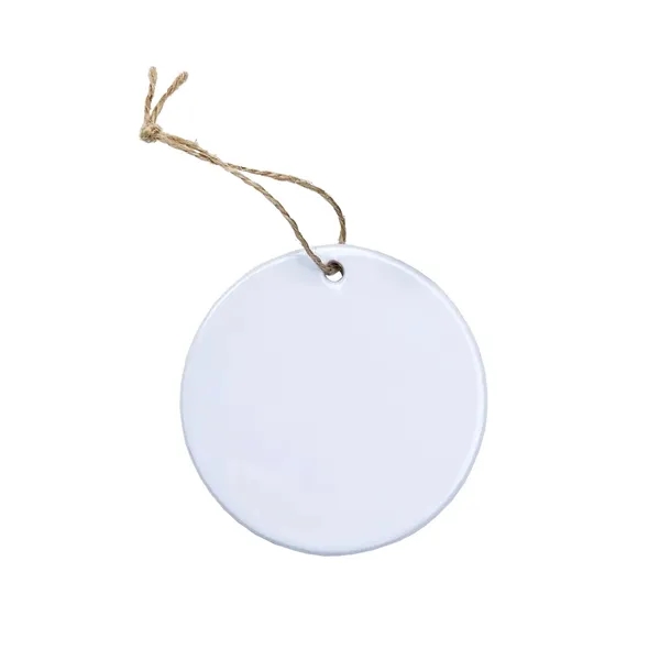 Item #ORN001-SUB Round Sublimated Ceramic Ornament - 1 Side Only