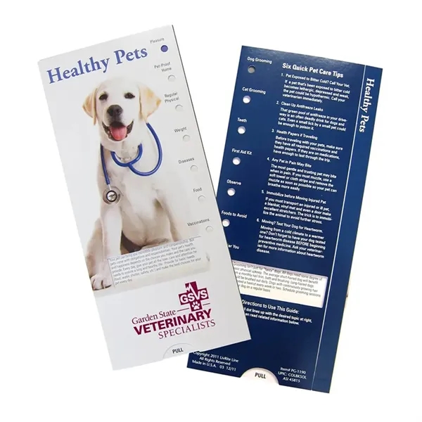 Healthy Pets Pocket Guide Slider: 3-3/4" x 8-1/2", USA-made, 1-color imprint.... from ASI 54040 Fey Promo