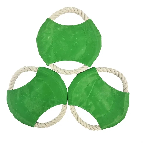 Durable green pet rope disc toy measuring 7" diameter with slight... from ASI 54040 Fey Promo