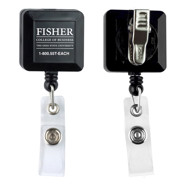 Square 30" retractable badge reel with metal alligator clip backing.... from ASI 62660 Innovation Line