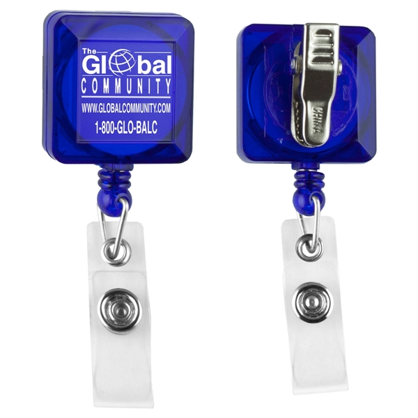 Square 30" retractable badge reel with metal alligator clip backing.... from ASI 62660 Innovation Line